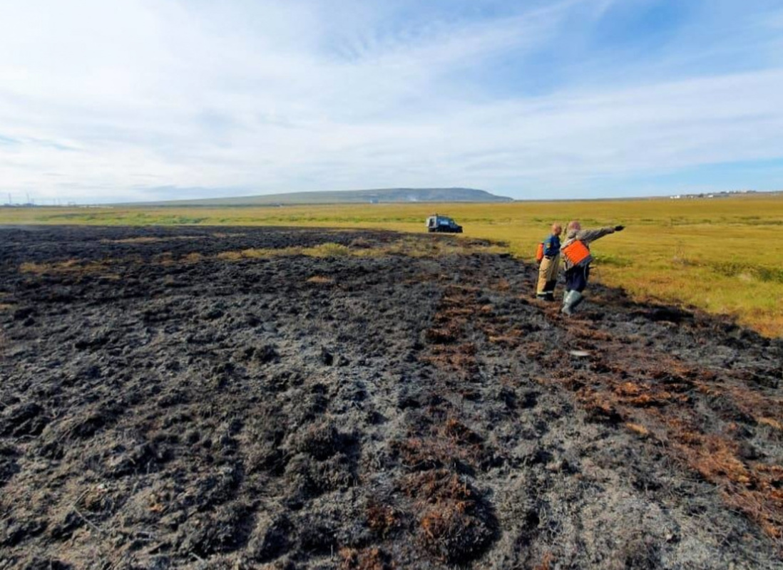 Природный пожар на оленьих пастбищах тушат в Чукотском АО